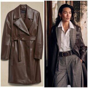 Banana Republic Bianca Vegan Leather Trench in Dark Brown